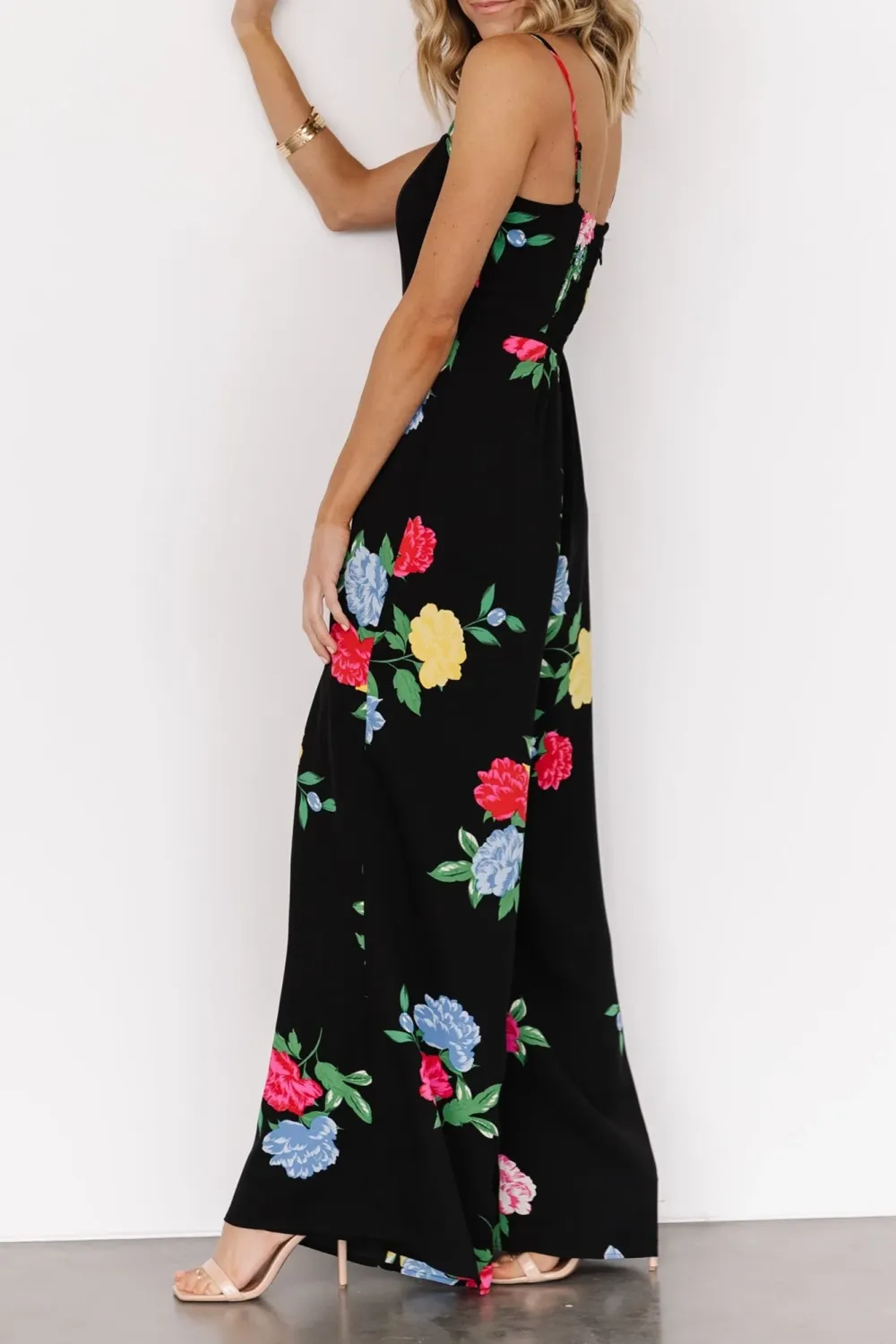 Loose And Comfortable; Slimming Black Floral Jumpsuit