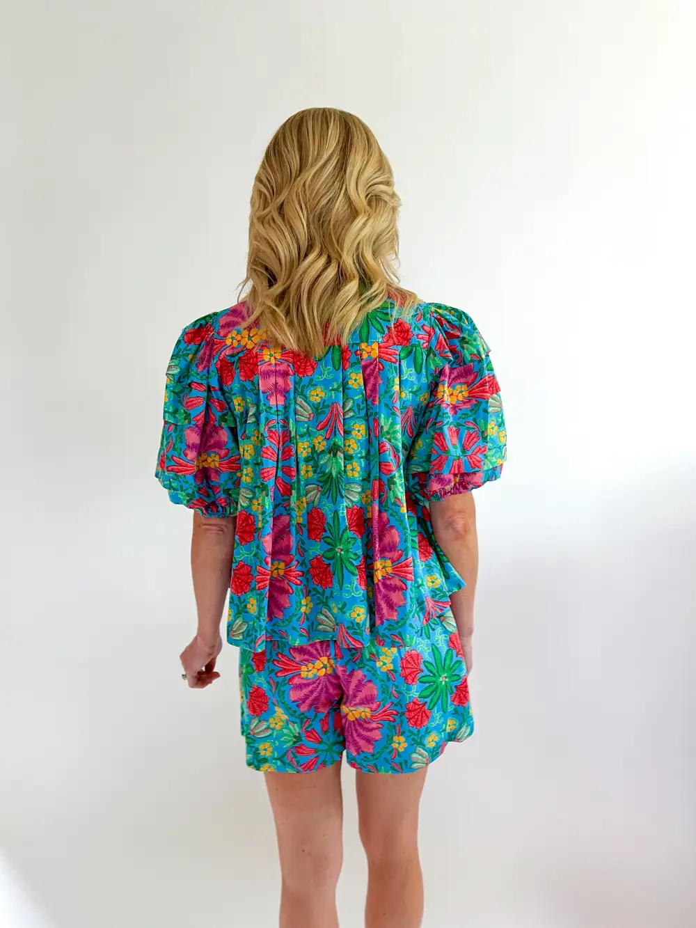 Leaf Print Button Front Shorts