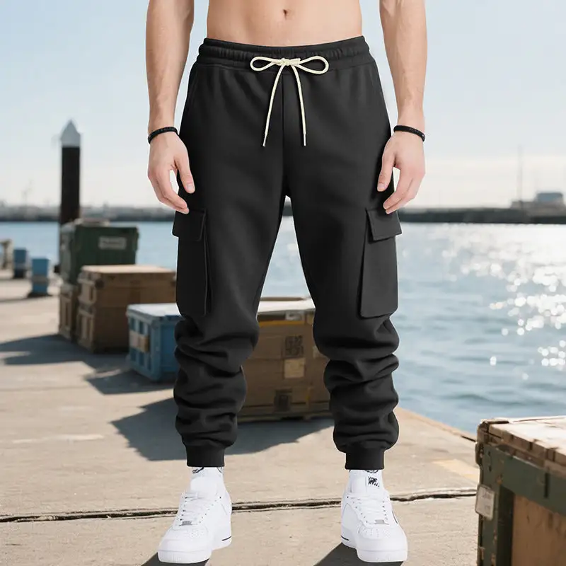 Men's Cargo Jogger Pants Pockets Waistband Cargo Pants