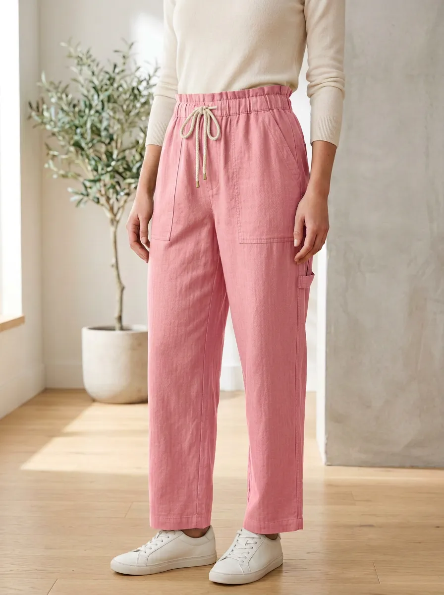 Women's Classic Modern Casual Adjustable Drawstring Waist Pants