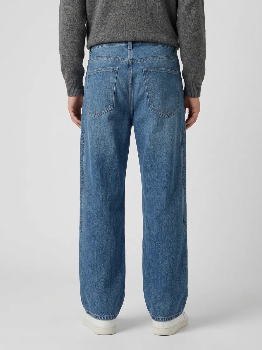 Wide Leg Geometric Graphic Casual Men's Loose Fit Jeans