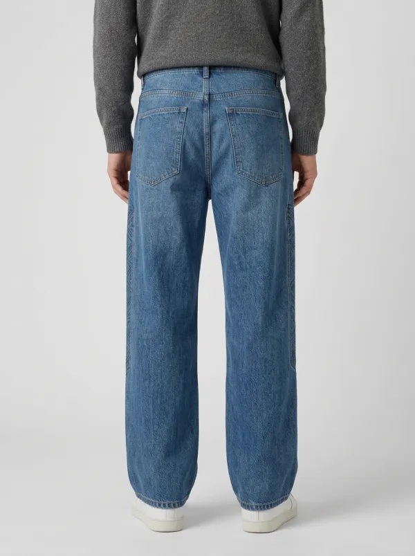 Wide Leg Geometric Graphic Casual Men's Loose Fit Jeans
