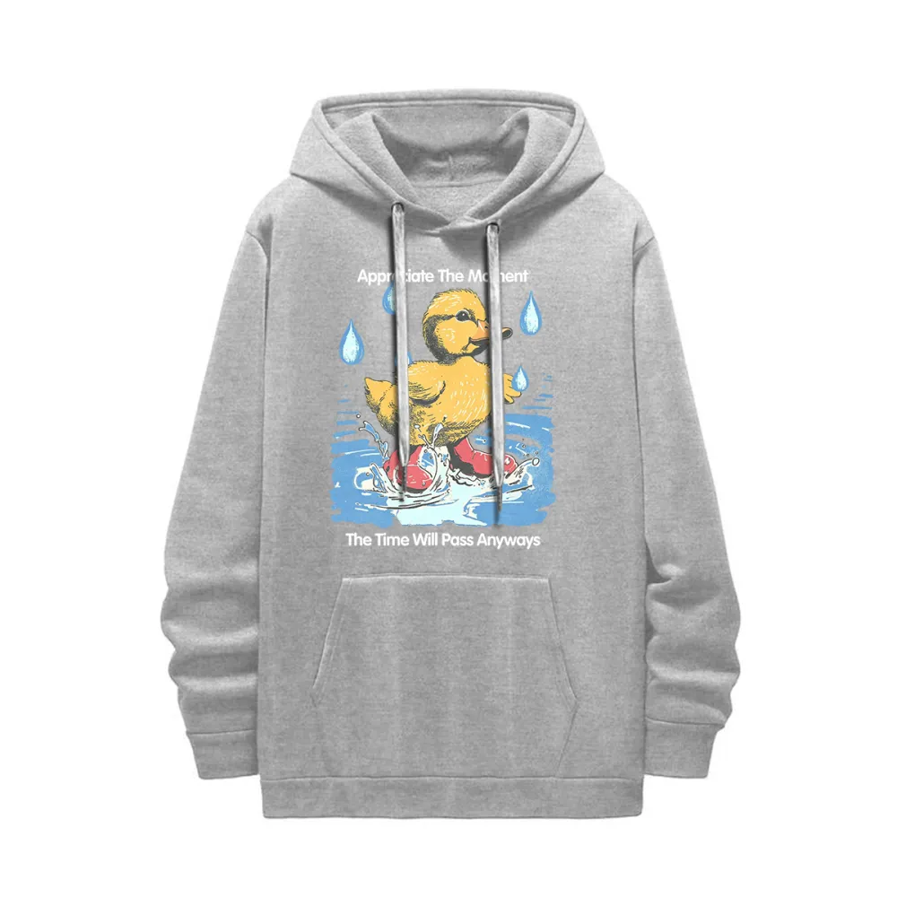 Duck Themed Vintage Style Black Hoodie