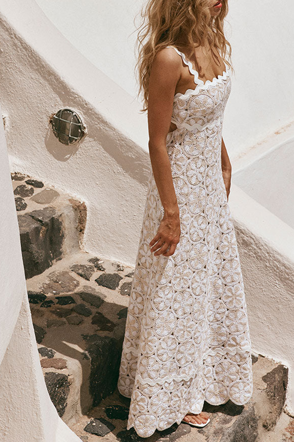 Crochet Square Neck Maxi Dress