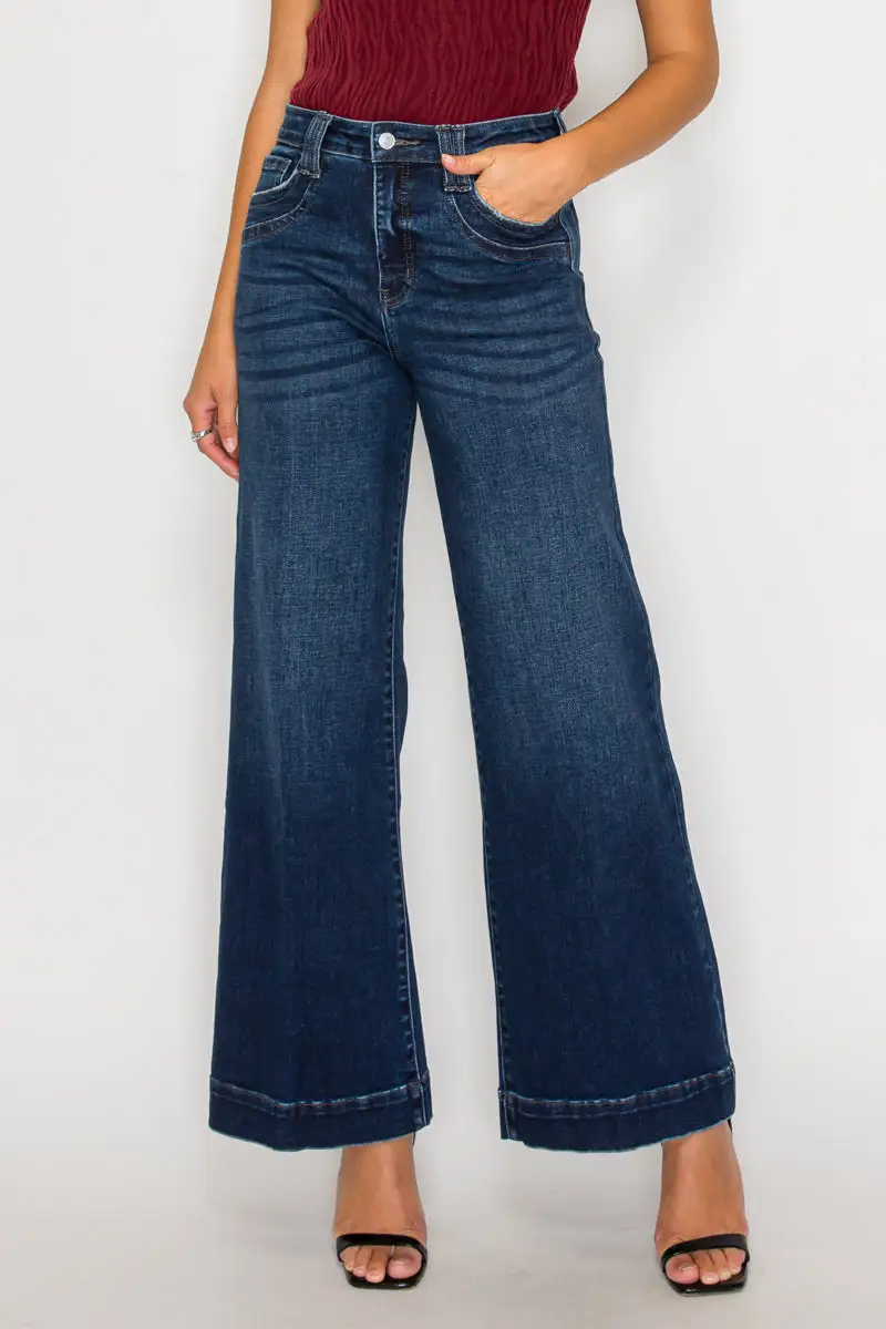 Active High Rise Wide Leg Relaxed Denim Jeans