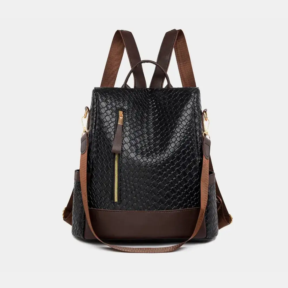 Faux Leather Backpack Camping Bag