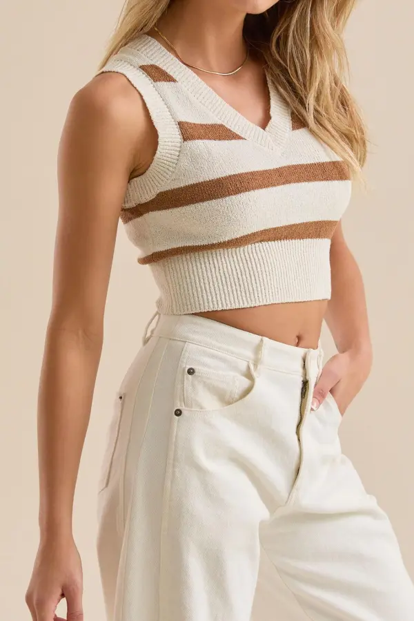 Striped Crop Sweater Vest