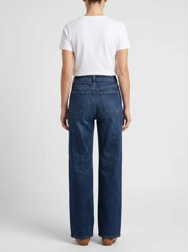 Relaxed-Fit High-Rise Wide-Leg Washed Denim Jeans