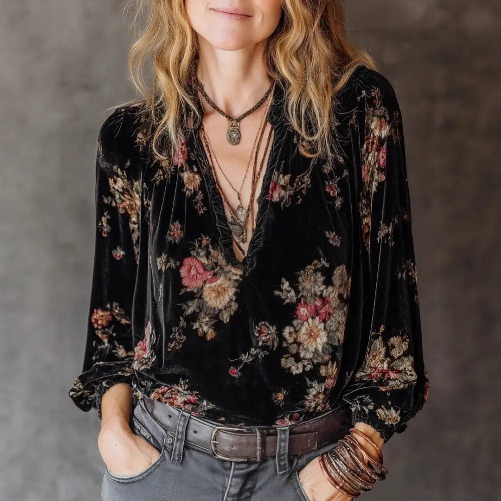 Long Sleeve Velvet Casual Dress
