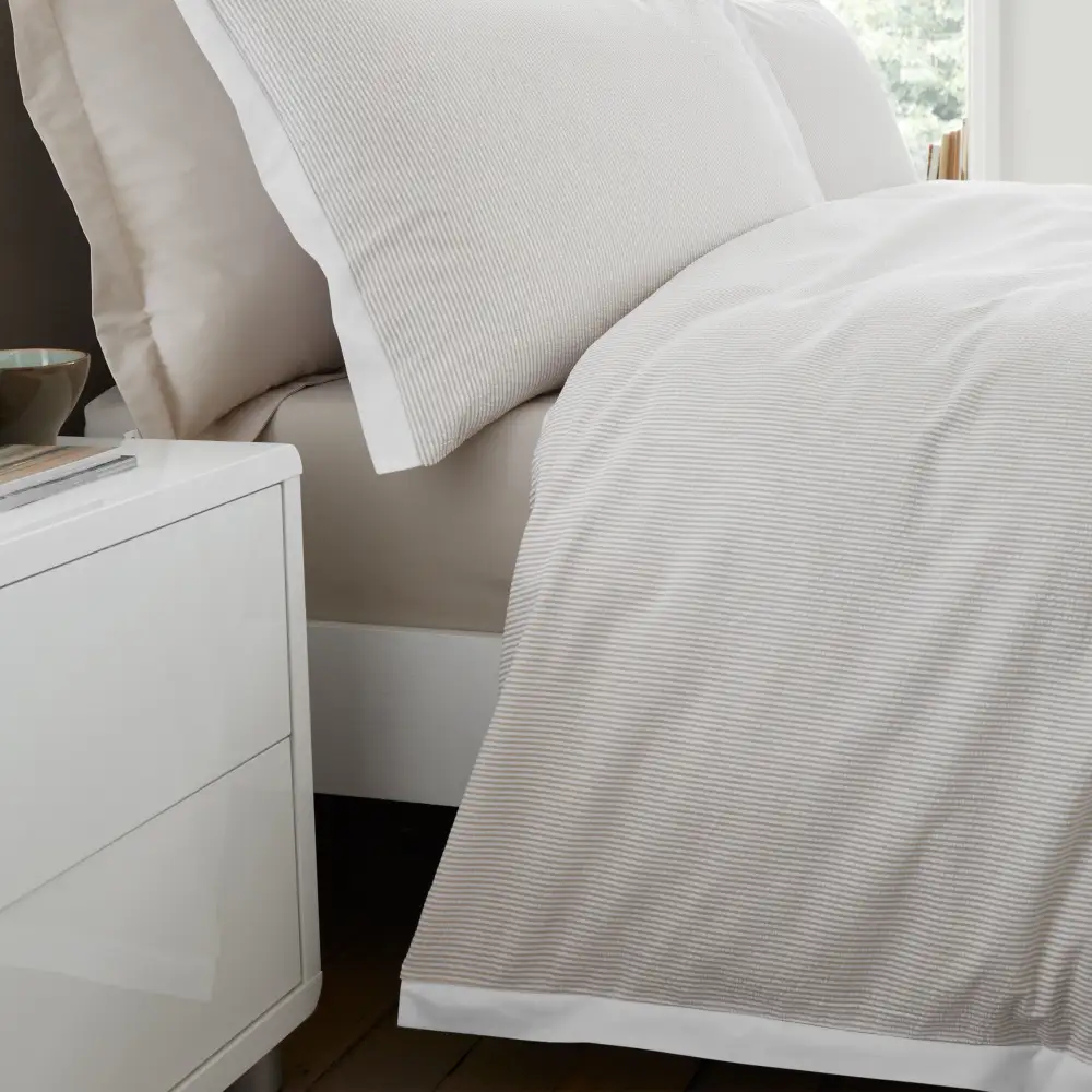 Modern Bedroom Woven Stripe Seersucker Duvet Cover Set