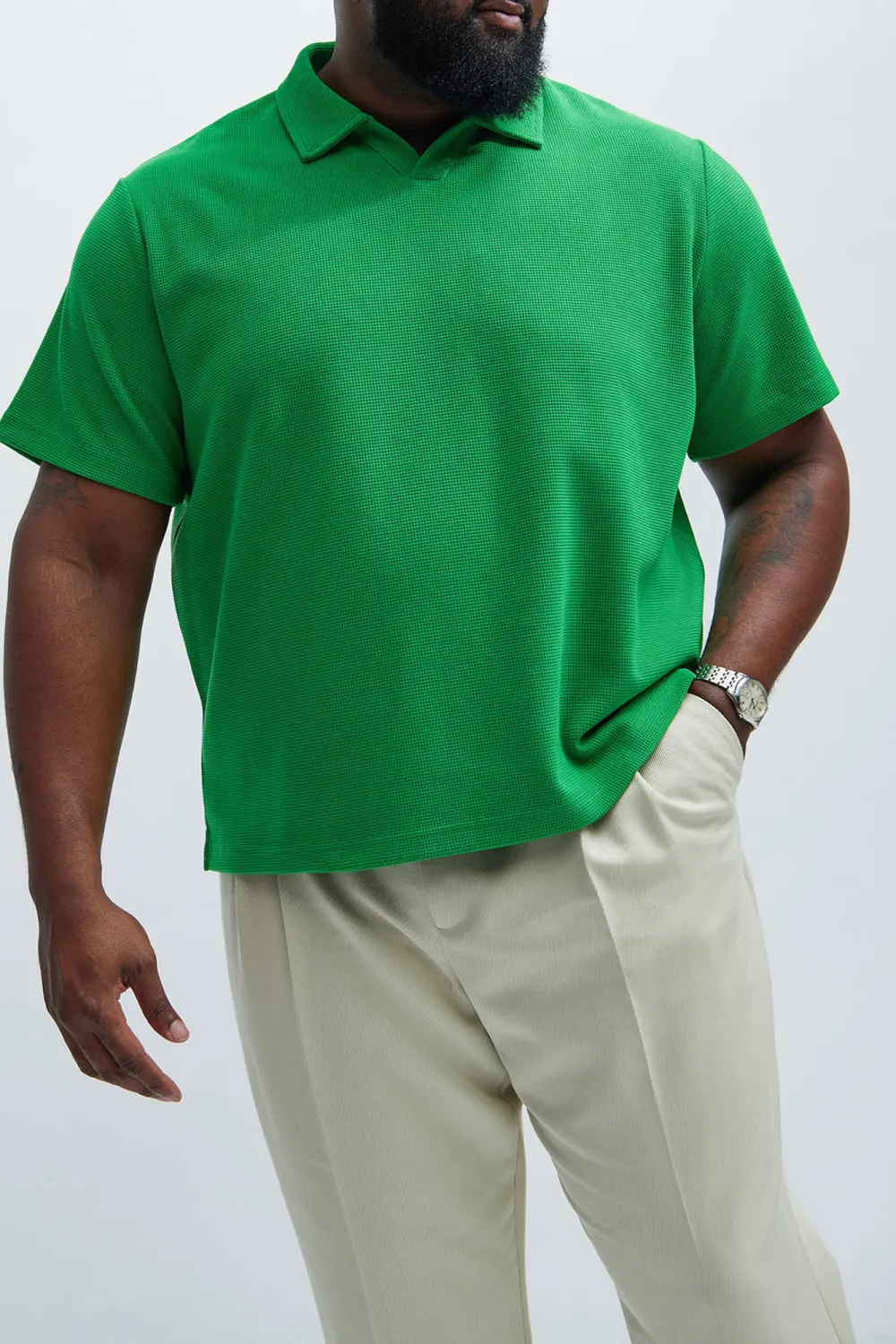 Casual Style Textured Polo Tops