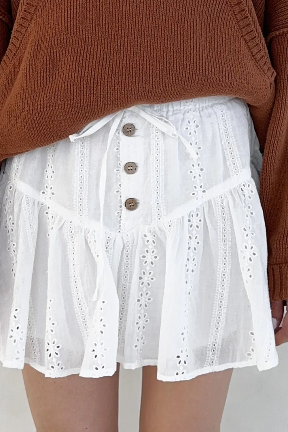 Quiet Detail Drawstring Eyelet Skort