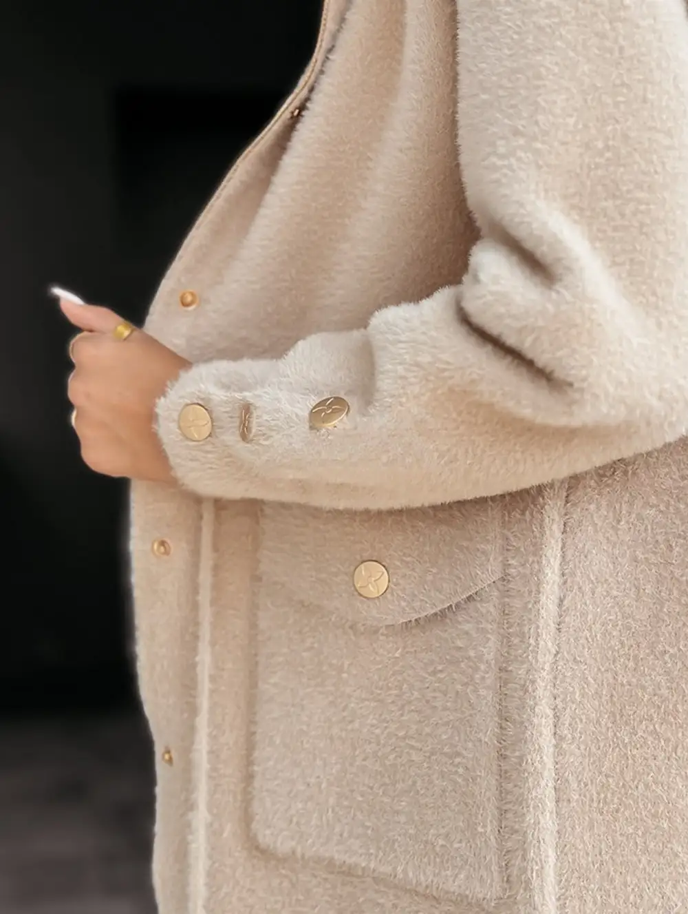 Drawstring Belt with Metal Buckle Hooded Jacket