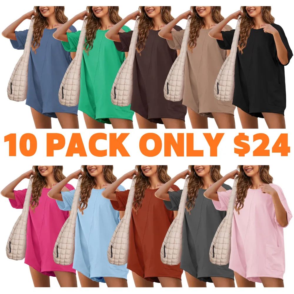 Women’s Oversized Casual Athletic Romper – Summer Short Jumpsuit