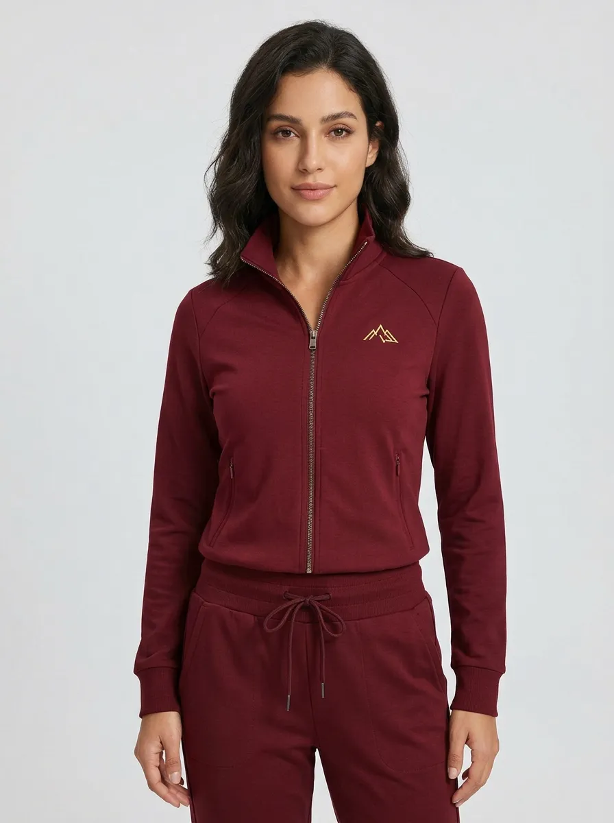 Women's Charcoal and Cream Color-Block Zip-Up Jacket & Jogger Set