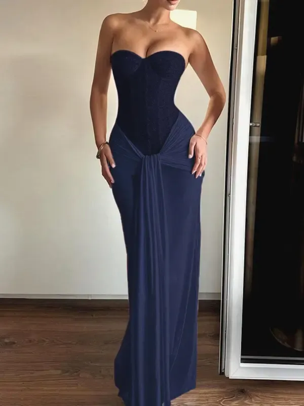 🔥Last Day 80% Off-Elegant Halter Neck Dress with Flowing Sleeves, Long Sleeve Bodycon Midi Dress, Perfect for Parties & Special Occasions