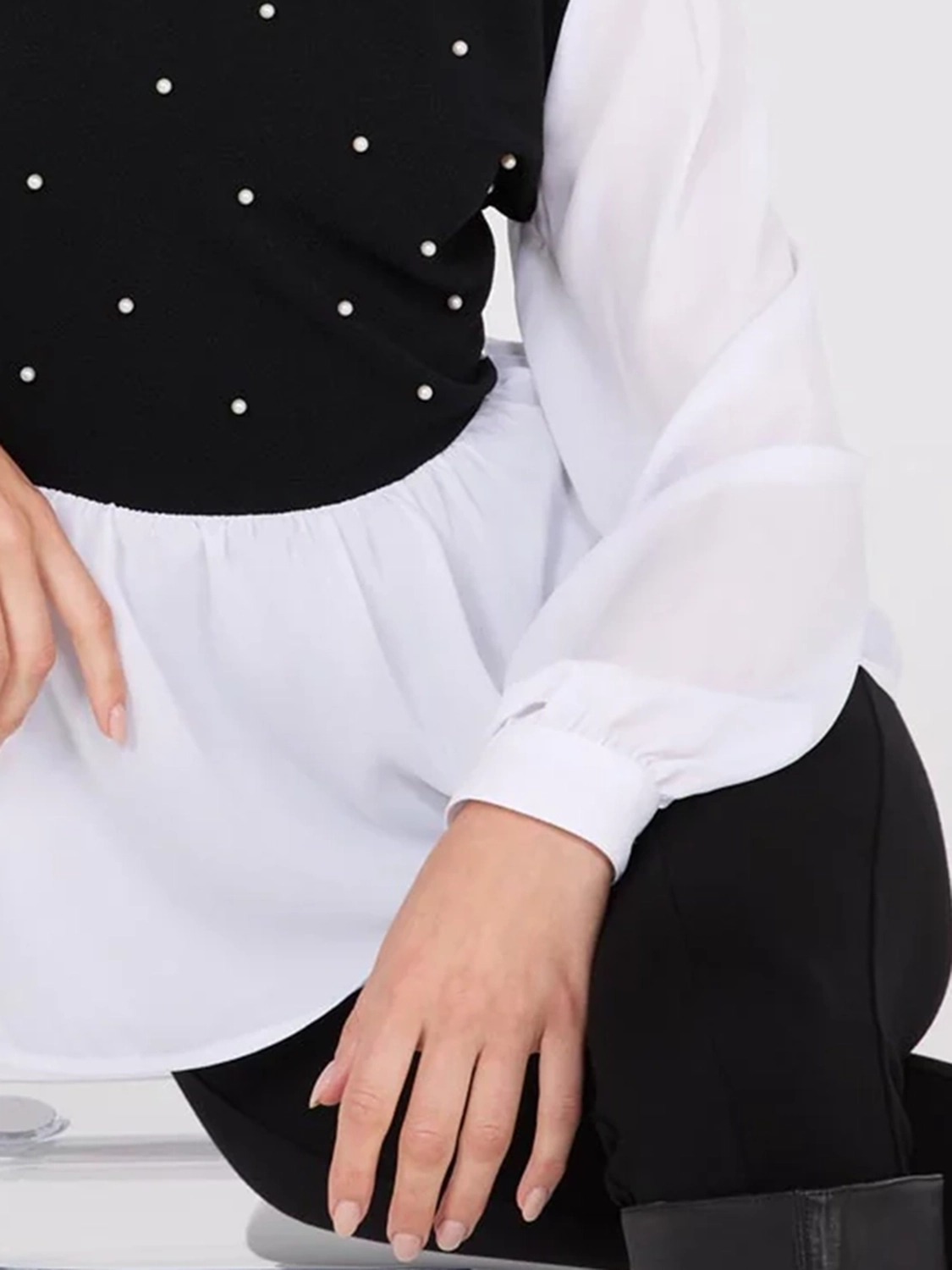 Polka Dot Contrast Panel Shirt