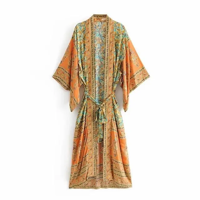 Bohemian Floral Kimono Dress