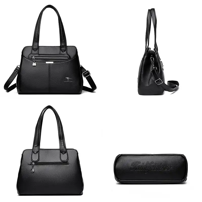 Refined Soft Zip-Top Shoulder Bag