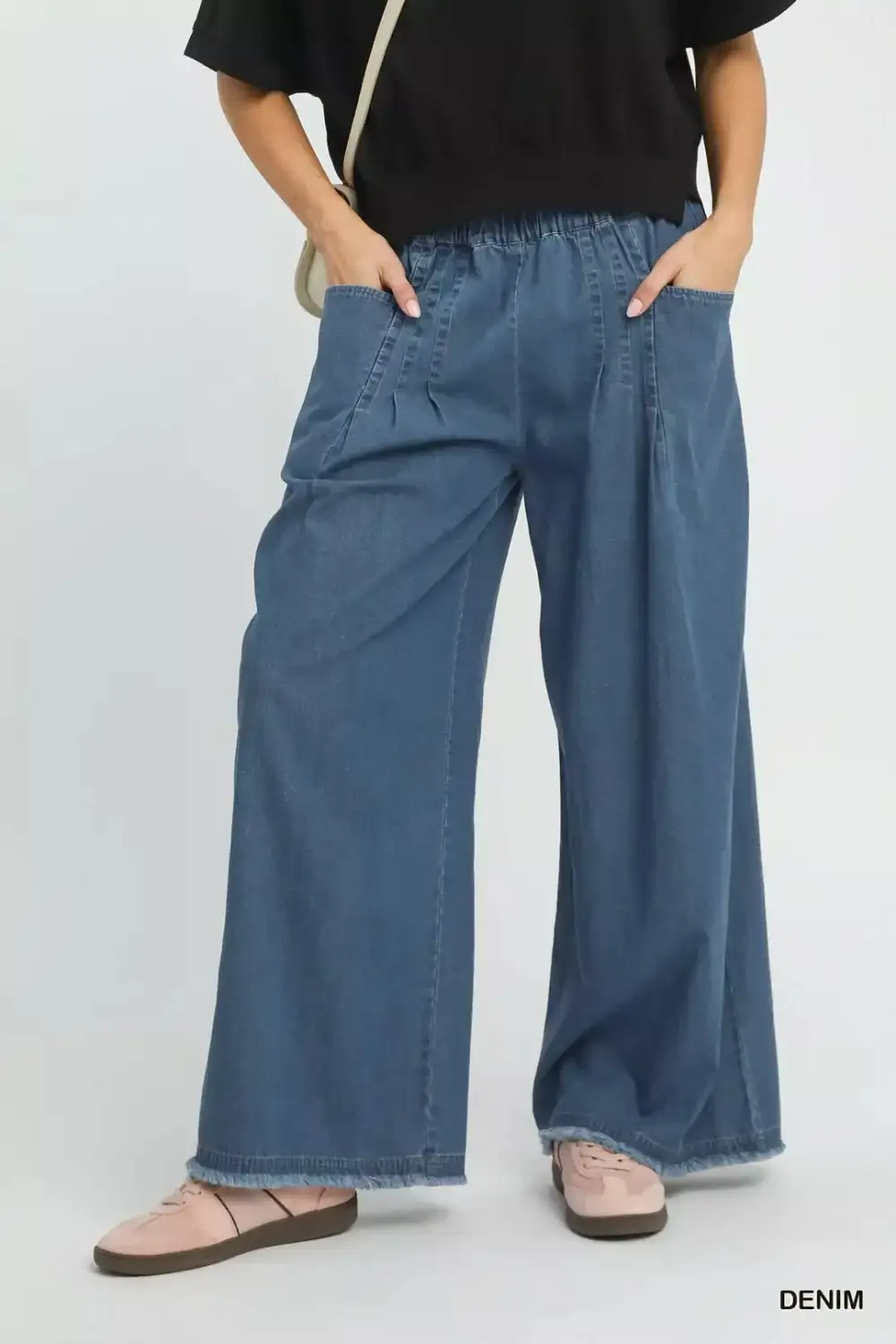 Stone Washed Wide Leg Pants