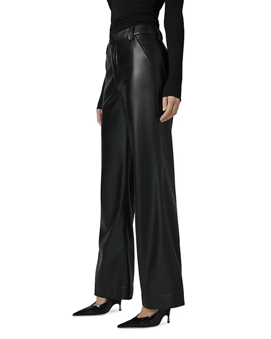 Faux Leather Wide Leg Pants
