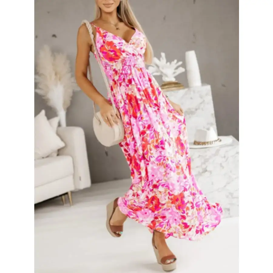 Classic Printed Spaghetti Strap Maxi Dress
