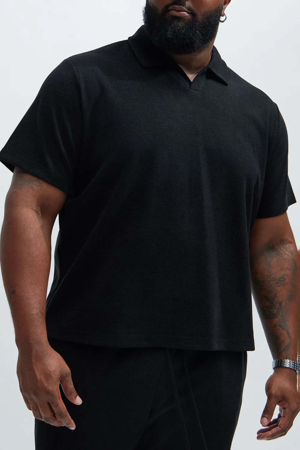 Casual Style Textured Polo Tops