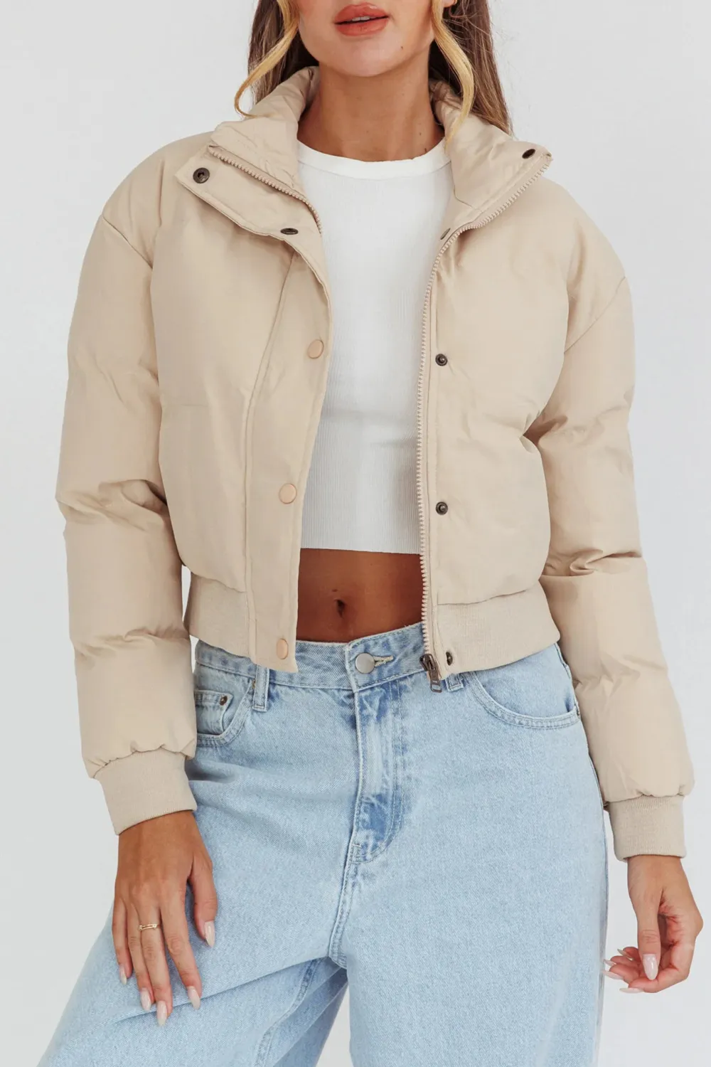 Slim Fit Solid Color Women's Warm Jacket
