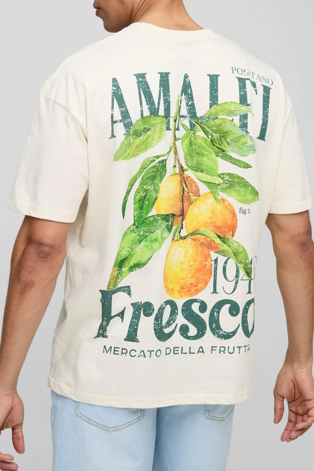 Oversized Amalfi Lemon Print Spring And Summer T-Shirt