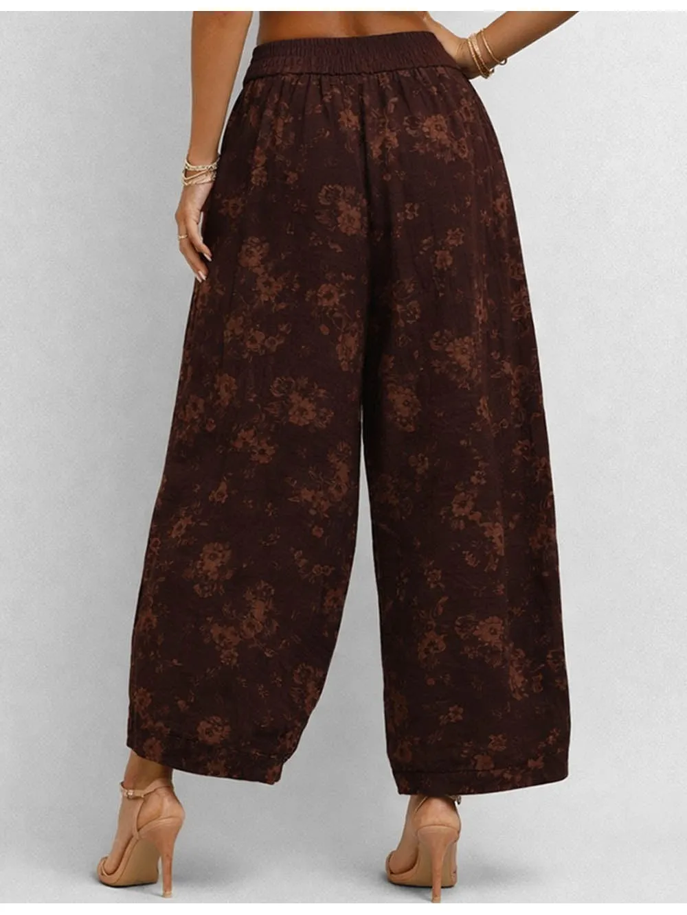 Boho Elastic Waist Barrel Leg Easy Pants