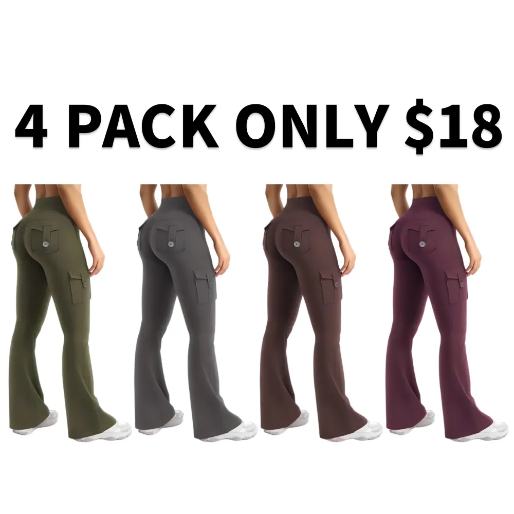 Women's High Waisted Scrunch Flare Yoga Leggings with Pockets