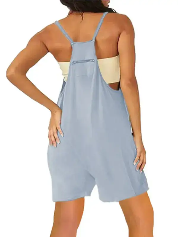 Zipper Pocket Spaghetti Straps Jumpsuit Overall Accessory