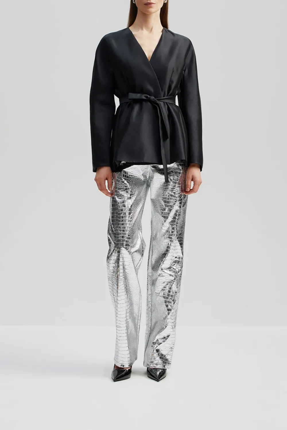Straight Leg Metallic Trousers
