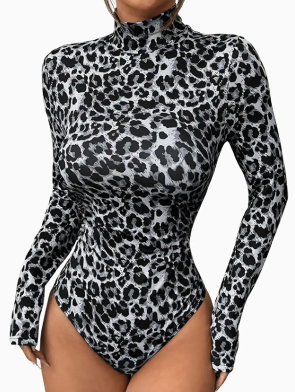 Leopard Print High Neck Bodysuit