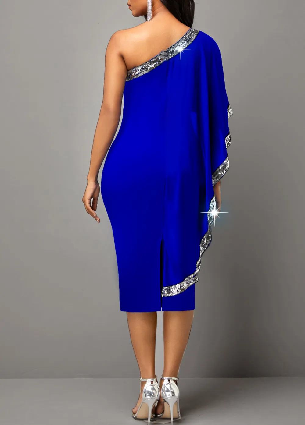 Skew Neck Sequin Dress