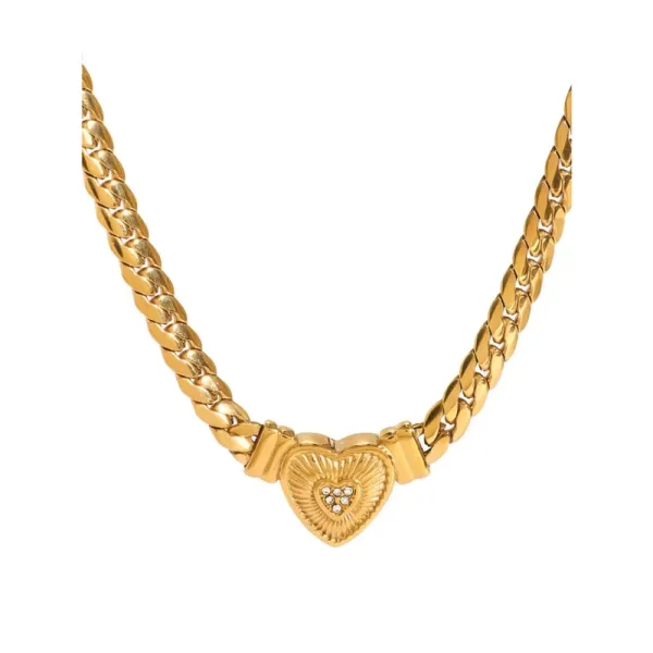 18K Gold-plated Inlaid Zircon Heart Chain Necklace