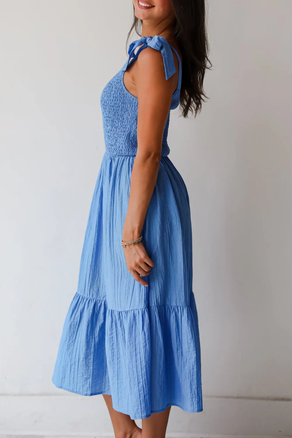 Blue One-Shoulder Midi Dress