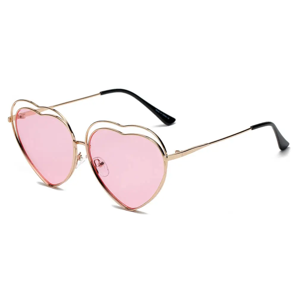 Fuzzy Heart Shape Frame Sunglasses
