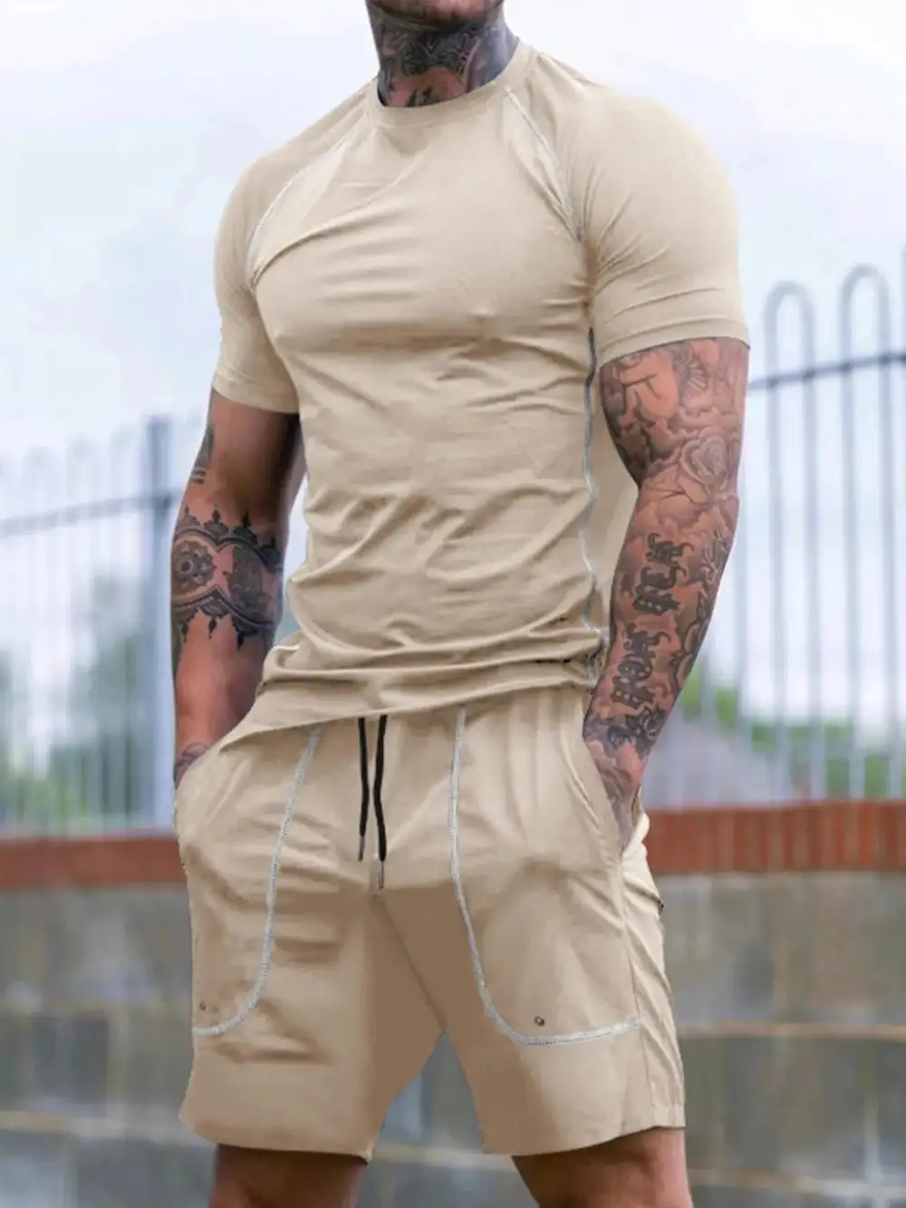 Round Neck Short Sleeve T-Shirt and Shorts Set