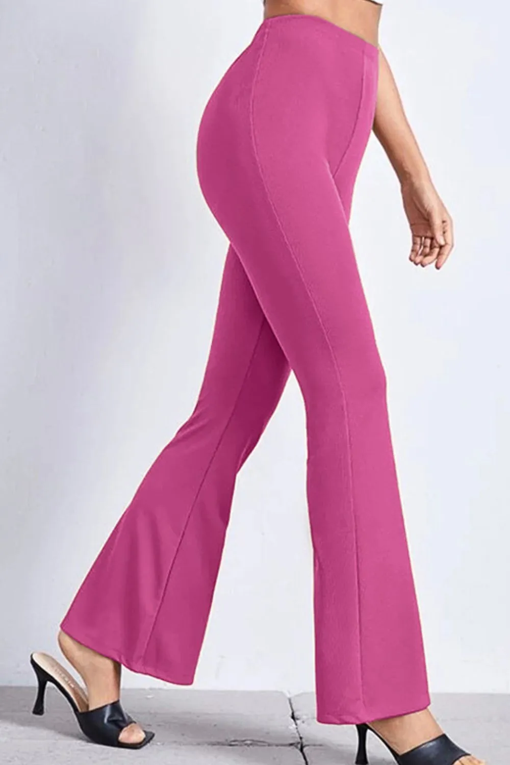 Gathered High Waist Straight Leg Pants