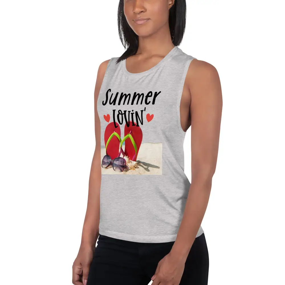 Ladies Muscle Tank Beach Lovin Tank Top
