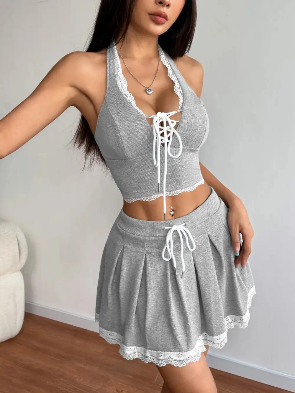 Halter Ruched Coordinated Set