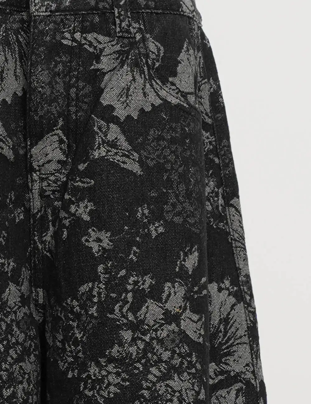 Vintage Denim Pants Floral Print Barrel Pants