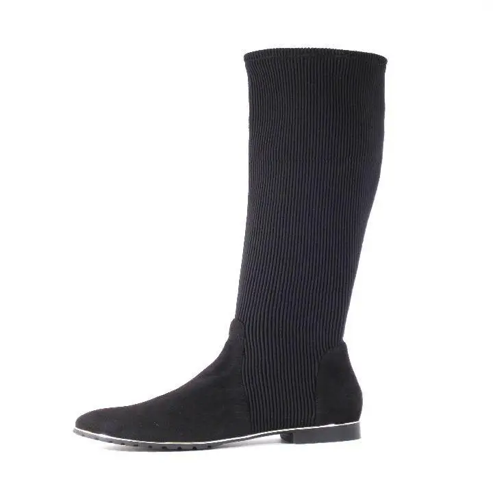 Almond Toe Stretch Back Knee High Boots