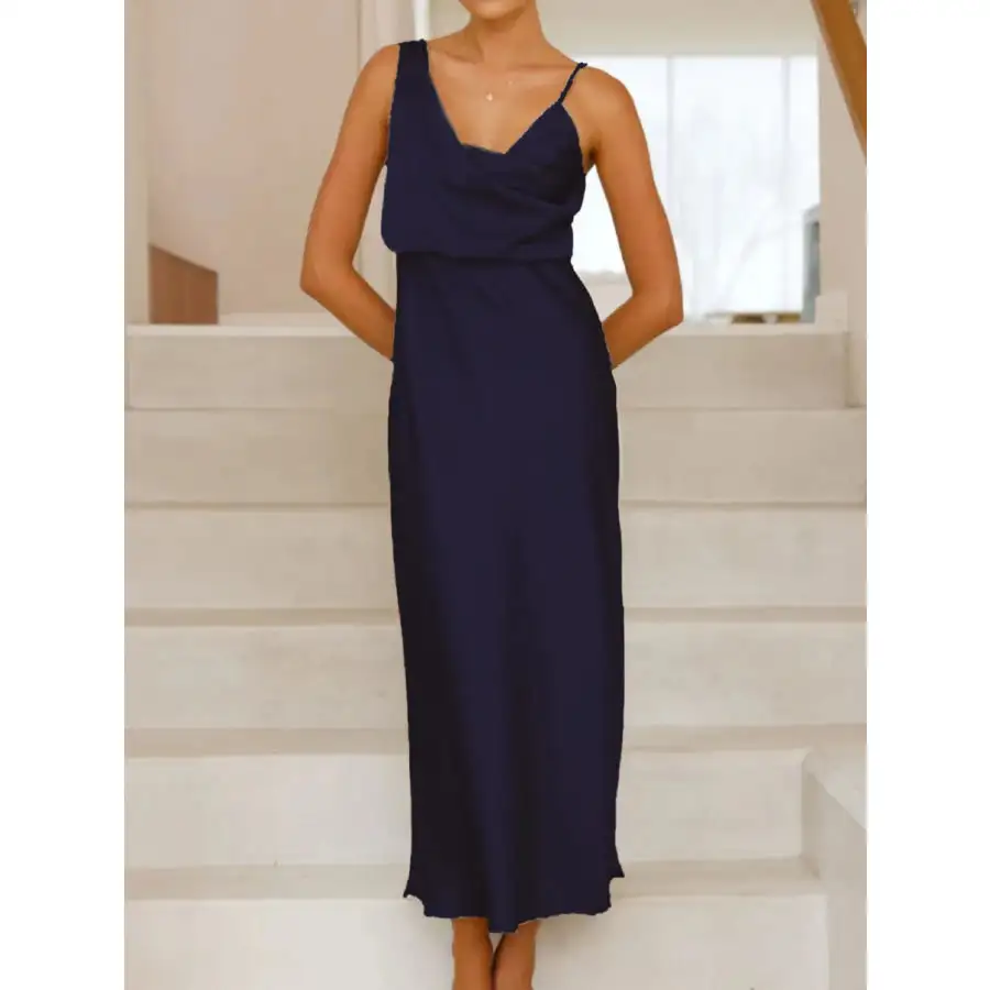 Satin Asymmetrical Midi Dress