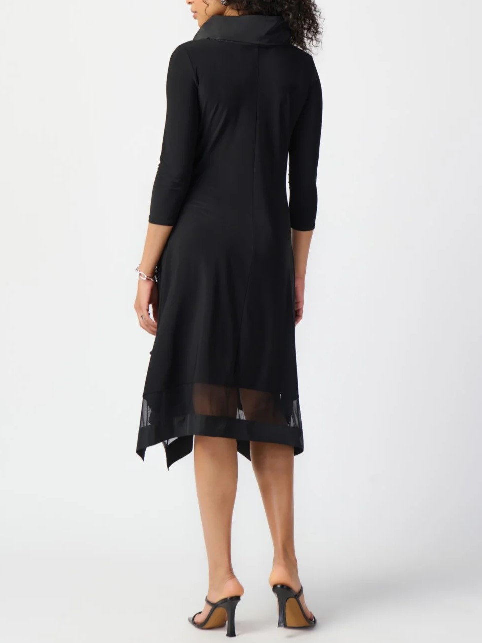 Black Asymmetric Hem Midi Dress