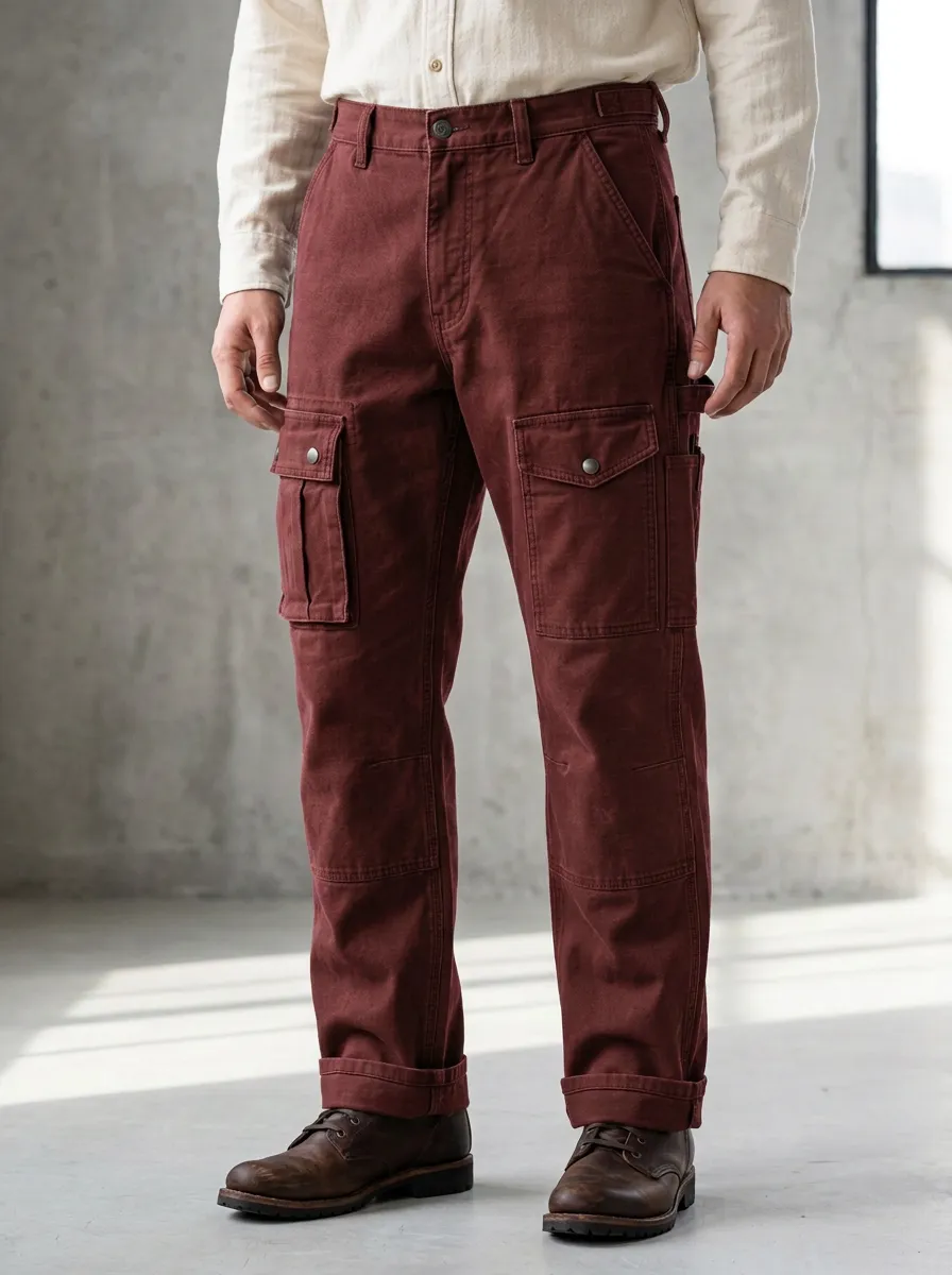Men's Military Style Olive Green Multi-Pocket Cargo Pants
