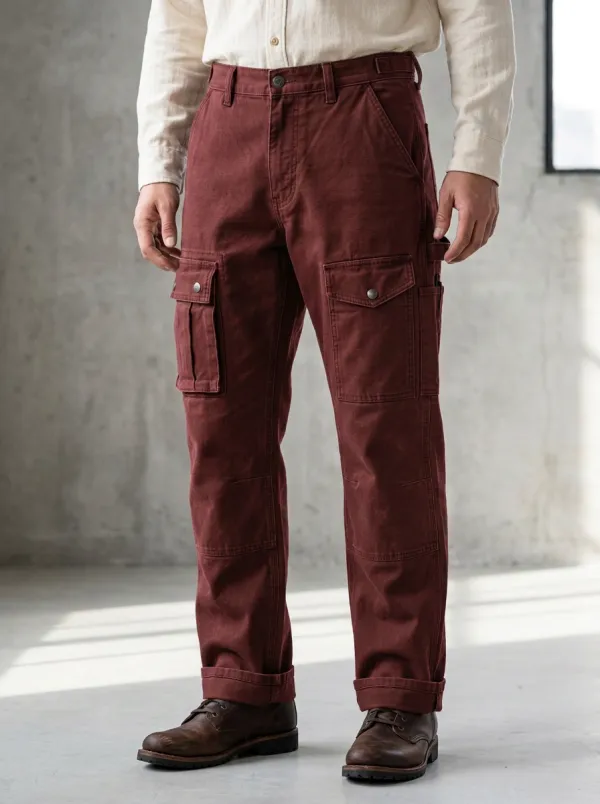 Men's Military Style Olive Green Multi-Pocket Cargo Pants