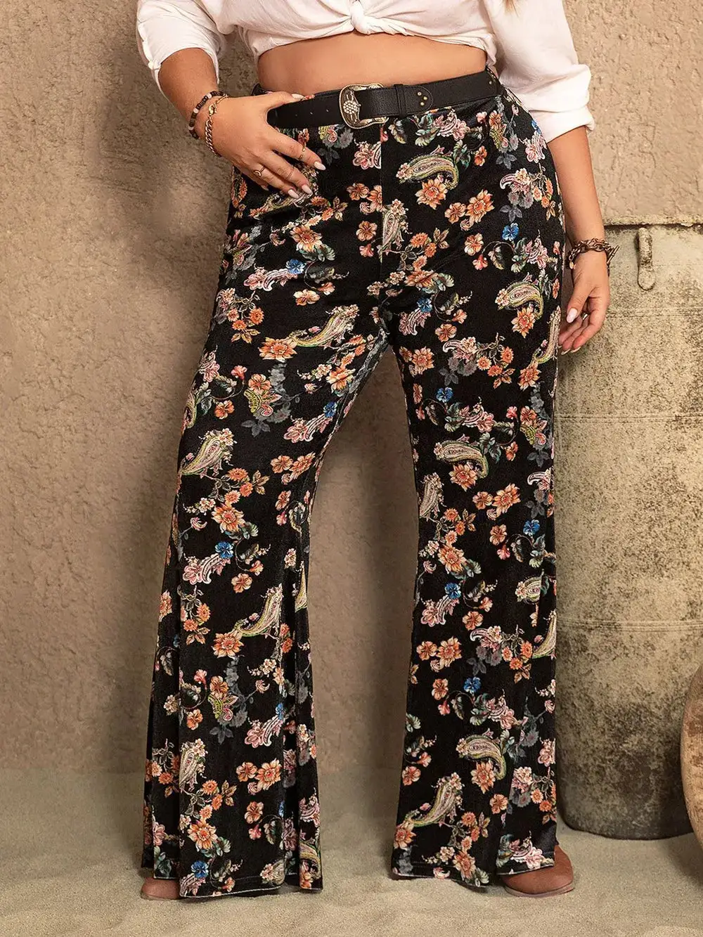 Relaxed Wide Leg Printed Pants