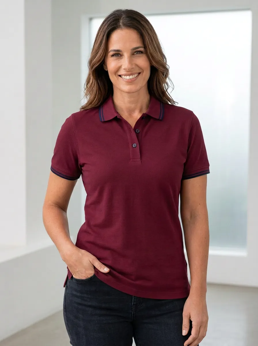 Women's Modern Contrast-Trim Polo Shirt